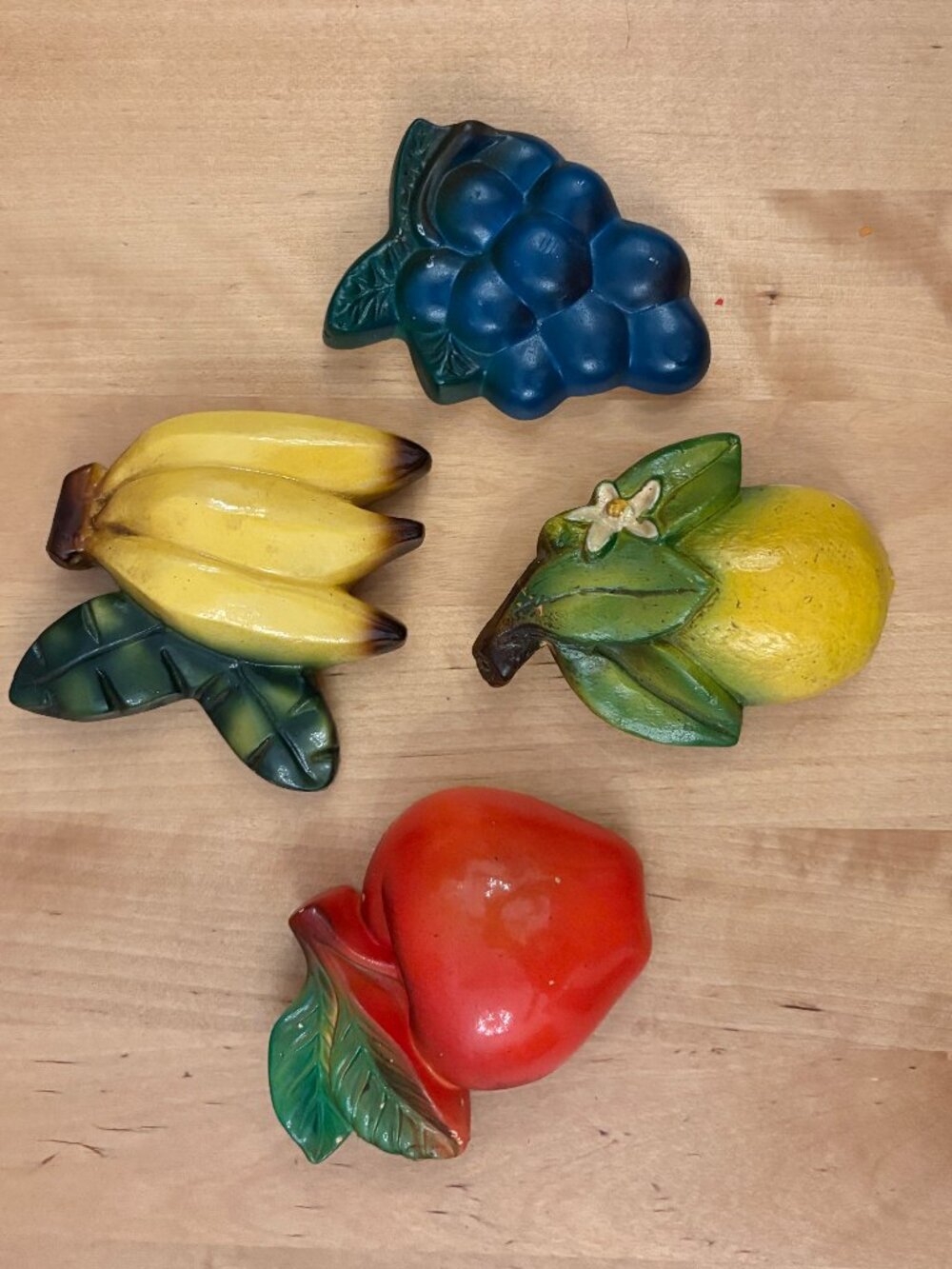 Vintage Favor-Ware Chalkware Fruit Wall Plaques Set of 4 MCM